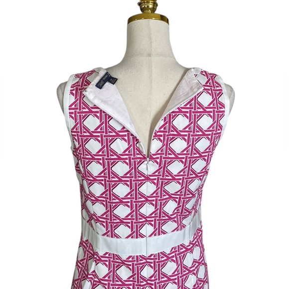 Brooks Brothers Women’s Pink & White Geometric Print Sleeveless Sheath Dress 6P - Picture 5 of 6